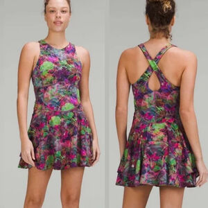 LULULEMON Court Crush Dress Short Liner Tennis Ball Pockets Vivid Floral Women 2